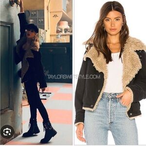 Free People Owen Black Oversized Sherpa Shearling Jacket